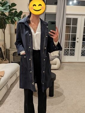 J. Crew Navy Snap-Front Trench Coat
